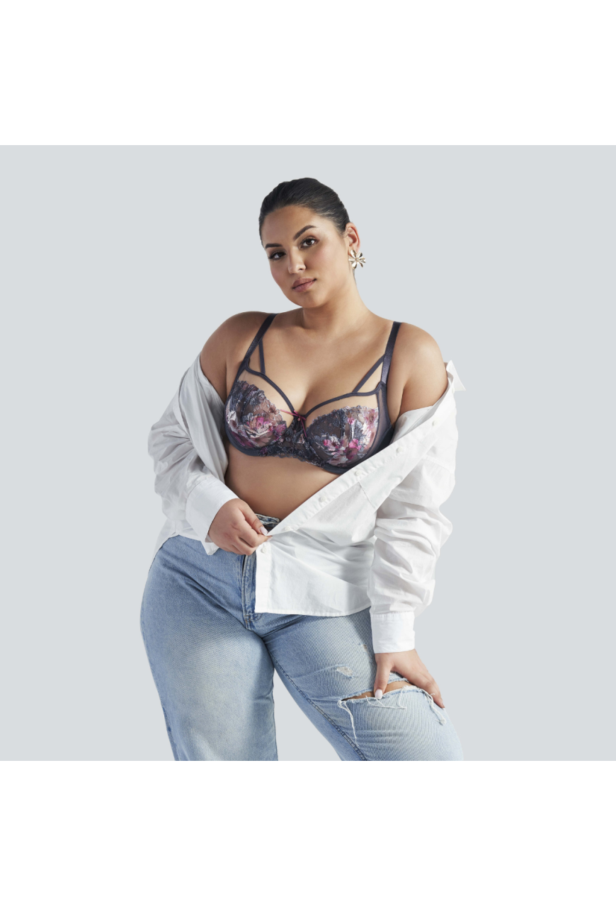 Biustonosz AVA szary, haftowany tiul – AV 2123 Soft Gray
