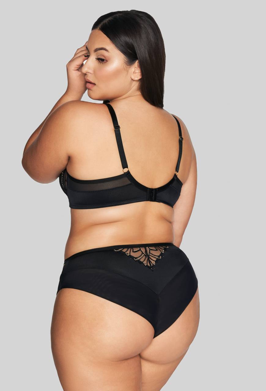 Biustonosz AVA czarny, półusztywniany, złoty haft – AV 2114 Semi Soft Black