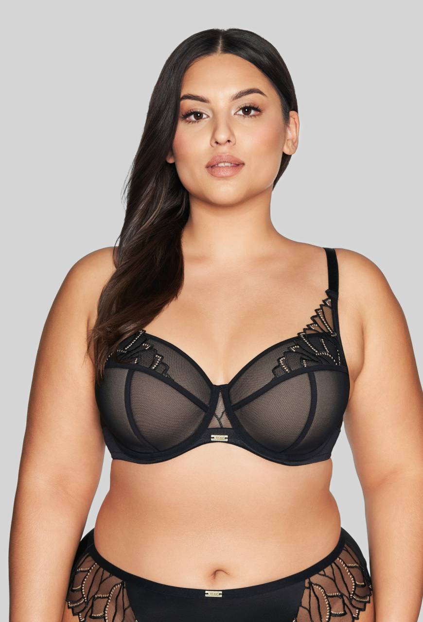 Biustonosz AVA czarny, pełny, haftowany tiul – AV 2116 Full Cup Black