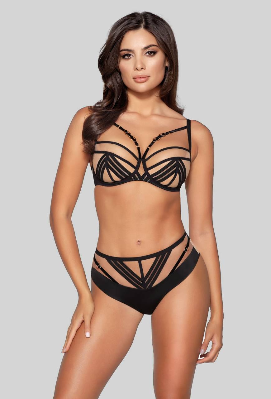 Biustonosz NOVIKA półusztywniany, tiul i paseczki – UMA N° 02 Semi Soft Beige