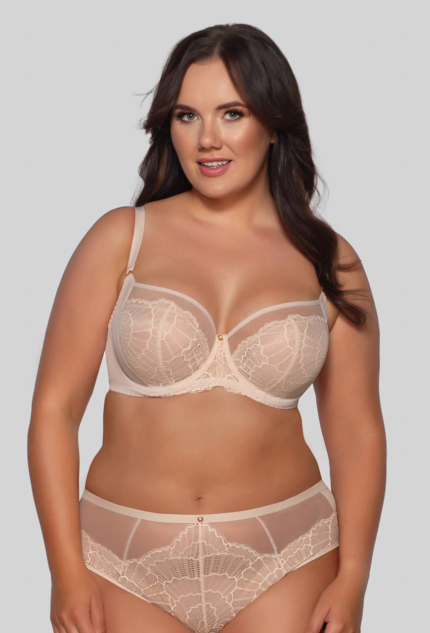 Biustonosz AVA beżowy, miękki, koronkowy – AV 2109 Soft Beige