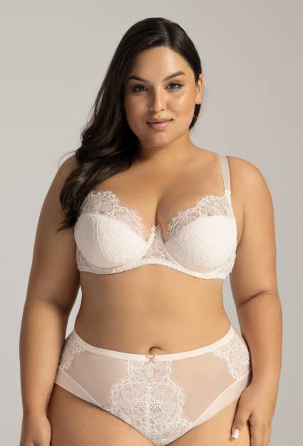 Biustonosz AVA Semi Soft Marschmallow - półusztywniany, koronkowy AV 2147